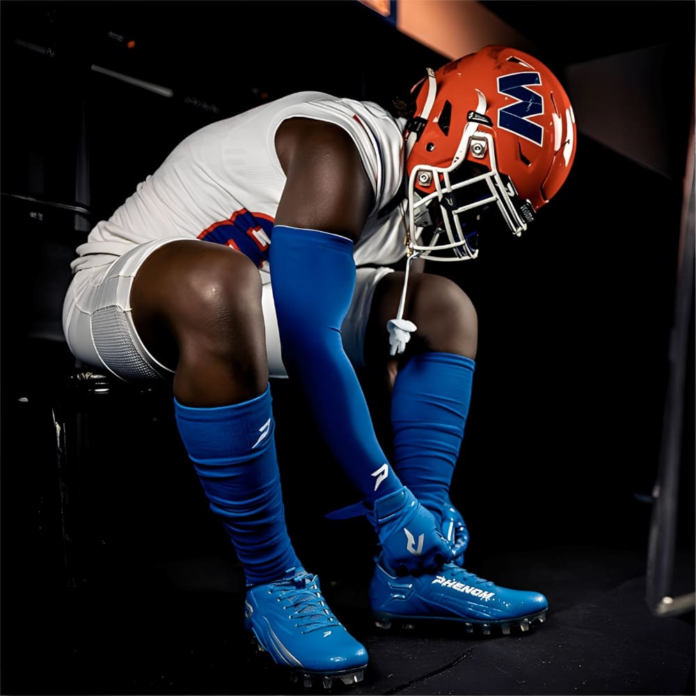 American football shoes<br> Phenom Elite <br>Quantum Speed 2.0<br> Team Colors